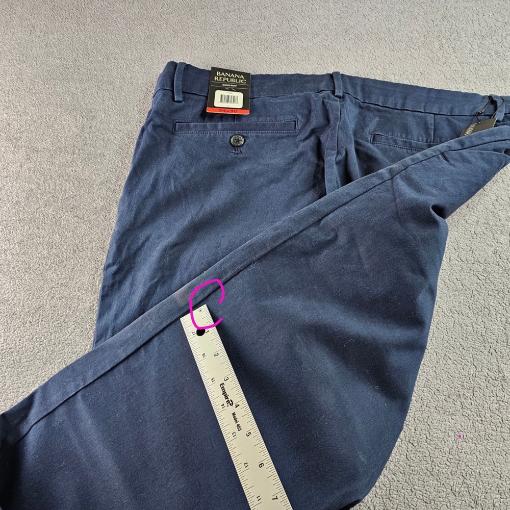 Banana Republic Chino Pants Men's 34x30 Blue‎ Performance Mid-Rise Straight Leg - Picture 8 of 10